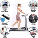 Aceshin Folding Treadmill Electric Running Machine Auto Stop Safety Function Treadmill with LCD Monitor Running Walking Jogging Exercise Fitness Machine for Home Gym (Gray)