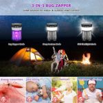 Solar Powered Bug Zapper, 3-in-1 Electric Mosquito Killer and Camp Lantern, Portable Mosquito Zapper for Outdoor & Indoor, Waterproof Rechargeable Insect Fly Trap Attractant for Camping Patio Bedroom