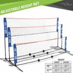 HIT MIT Adjustable Height Portable Badminton Net Set – Competition Multi Sport Indoor or Outdoor Net for Playing Pickleball, Kids Volleyball, Soccer Tennis, Lawn Tennis – Easy and Fast Assembly