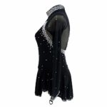 LIUHUO Black Ice Figure Skating Dress for Girls Women Backless Long-Sleeved Beaded Dresses