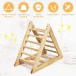 Costzon Triangle Climber, Wooden Climbing Ladder Play Equipment for Kids, Toddler Climbing Toys with Stable Structure, Wooden Toddler Gym Playground Play Set (Natural)
