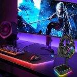 Headphone Stand, TEEDOR RGB Gaming Headset Holder with 2 USB Charger Ports & 10 Lighting Modes for Desktop PC Game Earphone Accessories