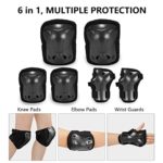 SKT HP Protective Gear for Adults, Knee Pads Elbow Pads Wrist Guards for Inline Skating Biking Skateboarding Black