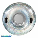 SnowCandy Inflatable Snow Tubes – Amazing, Colorful, Easy to Use Snow Tube for Sledding & Snow Fun (Silver Glitter Snow Tube)