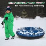 Weanas Snow Tube, 47 Inch Snow Sleds for Kids and Adults Heavy Duty Inflatable Sledding Tube with 2 Higher Handles and Detachable Tow Rope, Blue