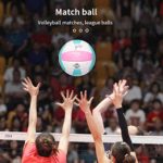 Super Soft Volleyball – Waterproof Indoor/Outdoor Official Volleyball for Pool,Game,Gym,Training,Beach Play (Size 5) (Pink 2)