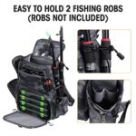 VISMIX Fishing Tackle Backpack with 4 Tackle Boxes Large Waterproof Tackle Bag Storage,Waterproof Protective Rain Cover,Backpack for Trout Fishing Outdoor Sports Camping Hiking