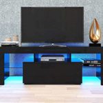 TV Stand for 55 inch TV with Storage – Universal TV Stand with LED Lights, Entertainment Center for 55 inch TV, LED Television Stands Media Cabinet TV Console for Living Room Bedroom Video Game Movie