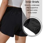 BMJL Women’s Running Shorts Elastic High Waisted Shorts Pocket Sporty Workout Shorts Quick Dry Athletic Shorts Pants(L,Black)