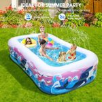 Inflatable Kiddie Swimming Pool – Kids Snorkeling Training Swimming Pool with Water Splash Sprinkler – Kids Play Center Inflatable Ball Pit Pool (Whale Pool- 95 Inches)