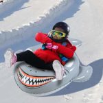 XFlated Meg Snow Tube, Inflatable Snow Tube Sled Heavy Duty, Shark Snow Sled for Kids, Inflatable Shark with Handler, 50 Inches