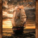Blackbeards Pearl Pirate Ship- 8 x10″ Wall Art Print- Ready To Frame. Great Mens Gift- Home Decor- Office Decor. Great for Man Cave- Rec Room-Study. Beautiful Clipper Ship & Sailing Art.