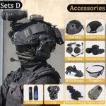 AQzxdc Airsoft Helmet Set, Wiht Tactical Headset & Goggles & NVG Mount & Telescope Model Tactical Gear Combination, for Outdoor Paintball Protective Hunting,Sets d,L