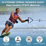 Dreizack 75ft Wakeboard Rope Water Ski Ropes for Water Skiing Tow Rope with 15″ EVA Floating Handle 4 Sections Eyelet 6.3″ Suitable for Watersports for Wakeboard Kneeboard Tubing