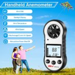 Digital Wind Speed Meter Anemometer, Handhled Wind Gauges Measuring Wind Chill Temperature Speed, Wind Meter Thermometer Gauge for Shooting Windsurfing Hunting Gray