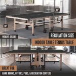 JOOLA Madeira Indoor Table Tennis Table – Wood & Steel Contemporary Design – Regulation Size High-End Ping Pong Table with Built in Racket & Ball Holders – Tournament Level Permanent Ping Pong Net