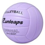 Runleaps Volleyball, Waterproof Indoor Outdoor Volleyball for Beach Game Gym Training (Purple, Official Size 5)