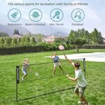 SONGMICS 10 ft Portable Badminton Net, Beach Volleyball Net for Backyard, Junior Tennis Pickleball Net, with Height Adjustable Poles, for Patio Park Outdoors, Black USYQ300HV1