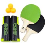 Pong on The Go Portable Table Tennis Playset – Comes with Net, 2 Black/Green Paddles, 3 Balls, and Carry Bag – Indoor/Outdoor Tabletop Travel Game Alternative to Pong Tables for All Ages