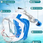 Greatever Full Face Snorkel Mask, Snorkeling Gear for Adults with Latest Dry Top Breathing System and Detachable Camera Mount, Foldable Panoramic View Snorkeling Mask, Anti-Fog & Anti-Leak