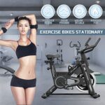 Exercise Bike – Stationary Indoor Cycling Bike for Home GYM with Tablet Holder and LCD Monitor,Silent Belt Drive,Comfortable seat and quiet flywheel(Grey)