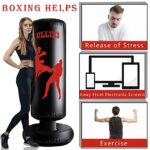 Punching Bag for Kids and Adults, Boxing Equipment with Stand for Immediate Bounce-Back, 63 Inches Inflatable Boxing Bag Used to Practice Daily Boxing Activities Gift for Kids, Men, Women, boy, Girl