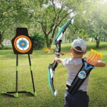 TEMI Bow and Arrow Set for Kids 4-8,Kids Archery Set with LED Lights Includes 10 Suction Cup Arrows, Quivers & Standing Target, Outdoor Toys for Kids Boys & Girls Ages 3-12 Years Old