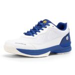 FitVille Wide Pickleball Shoes for Men White Tennis Shoes Sneakers for All Court Racquetball Athletic Shoes for Racquet Sport | Arch Support & Wide Toe Box (8.5 Wide, Royal Blue & White)