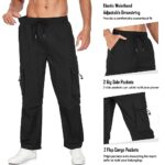 ZAFUL Men’s Wild Cargo Pants Relaxed Fit Flap Pockets Elastic Waist Lightweight Quick Drying Fishing Hiking Pants Black XXL