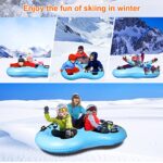 Wodesid Snow Tubes for Sledding Heavy Duty Snow Tube Extra Large 60 Inch Inflatable Snow Sled with Big Handles Ski Circle Suitable for 3 Kids/2 Adults (Snow Tubes)