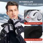 WOLFILIST Ski Gloves Waterproof Windproof – 3M Thinsulate Insulated Warm Snow Gloves, Snowboard Gloves with Zipper Pocket, Touchscreen Winter Gloves for Men Women (Black, Medium)