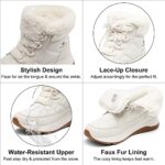 DREAM PAIRS Women’s Winter Snow Boots, Faux Fur Waterproof Ankle Booties, Ladies Comfortable Short Boots Outdoor,Sdsb2208W,Off-White,Size 9