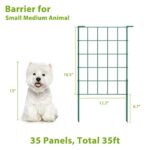OUSHENG 35ft Green Garden Fence for Dog Pet, Easy Assembly Decorative Fencing Rustproof Metal Wire Panel Border Animal Barrier for Outside, Small Edging for Yard Lawn Outdoor Decor, Grids