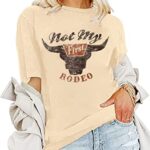 Country T-Shirt Women Oversized Not My First Rodeo Vintage Graphic Tee Cowboy Women Casual Short Sleeve Tops(P1,M)
