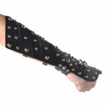 HZMAN 2PACK Black Leather Martial Arts Forearm Guards/Gauntlet Arm Armor with Metal Skull Spikes