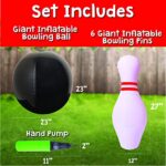 Island Genius Giant Inflatable Bowling Game Set for Kids – Jumbo Bowling Ball and Pins Indoor or Outdoor Yard Birthday Party Lawn Games