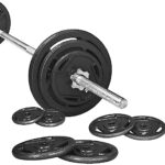 Signature Fitness Cast Iron Standard Weight Plates Including 5FT Standard Barbell with Star Locks, 45-Pound Set (35 Pounds Plates + 10 Pounds Barbell), Multiple Packages, Style #3
