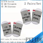 PXTIDY 2 Pairs Novelty Billiards Socks Pool Player Gifts I’d Rather Be Playing Pool Themed Socks Billiards Gift for Billiards Player Pool Table Gifts Cue Sports Gift (PLAYING POOL)