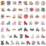 110pcs Roller Skating Stickers Cool Colorful Waterproof Stickers for Kids Skateboard,Fun Aesthetic Cartoon Vinyl Stickers for Water Bottle Laptops Luggage Pad Bumper
