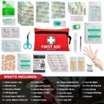 General Medi Mini First Aid Kit, 110 Piece Small First Aid Kit – Includes Emergency Foil Blanket, Scissors for Travel, Home, Office, Vehicle, Camping, Workplace & Outdoor (Red)