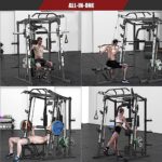 SunHome Smith Machine, 2000LBS Power Cage Squat Rack with Smith Bar, Two LAT Pull-Down Systems, Cable Crossover Machine and and More Cable Attachment for Home Gym