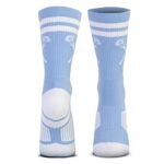 ChalkTalkSPORTS Lacrosse Woven Mid-Calf Socks | Retro Crossed Sticks | Carolina & White