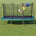 SKYWALKER TRAMPOLINES Jump N’ Dunk 14 FT, Rectangle Outdoor Trampoline for Kids with Enclosure Net, Basketball Hoop, ASTM Approval, 800 LBS Weight Capacity
