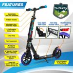 SereneLife Foldable Kick Scooter – Stand Kick Scooter for Teens and Adults with Rubber Grip at Tip, Alloy Deck, Adjustable T-Bar Handlebar Height, Smooth Gliding Wheels, Easy Maneuvering (Graffiti)