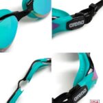 ARENA Unisex Adult Cobra Tri Swimming Goggles for Triathlon and Fitness Swipe Anti-Fog Wide Vision Mirror Lens, Emerald/Peacock