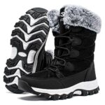 HOBIBEAR Women’s Waterproof Winter Snow Boots Lightweight Warm Faux Fur Lined Mid-Calf Booties?Black/New,8