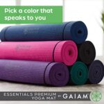 Gaiam Essentials Premium Yoga Mat with Carrier Sling, Navy, 72″L x 24″W x 1/4 Inch Thick