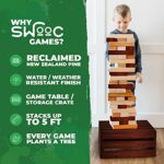 SWOOC Games – Reclaimed Giant Tower Game (Weather Resistant) 60 Blocks + Storage Crate/Outdoor Game Table | Stacks up to 5ft | Giant Outdoor Games for Adults | Large Yard Games | Jumbo Lawn Games