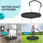 Lyromix 36Inch Kids Trampoline for Toddlers with Handle, Indoor Mini Trampoline for Kids, Small Rebounder Trampoline, Adult Fitness Trampoline for Indoor and Outdoor Use, Dark Black