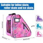 Holisogn Ice, Inline and Roller Skate Bag, Premium and Fashion Bags for child, kids, teenager, adult (Peace & Love Pink HLS001)…